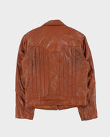 Vintage 1970s Dogtooth Collared Panelled Leather Jacket - L