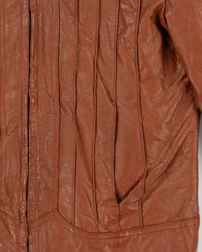 Vintage 1970s Dogtooth Collared Panelled Leather Jacket - L