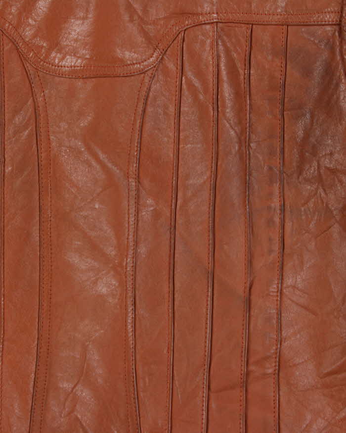 Vintage 1970s Dogtooth Collared Panelled Leather Jacket - L