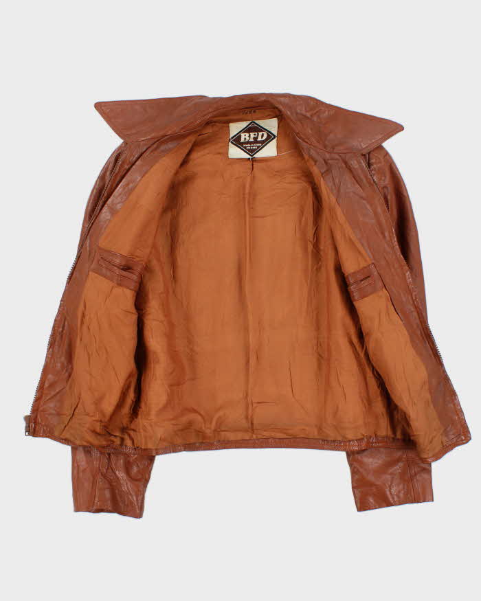 Vintage 1970s Dogtooth Collared Panelled Leather Jacket - L