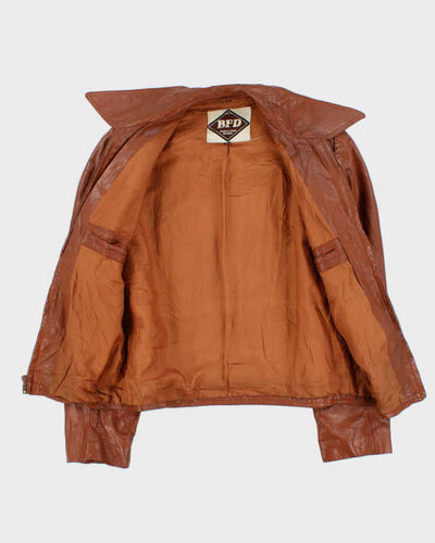 Vintage 1970s Dogtooth Collared Panelled Leather Jacket - L