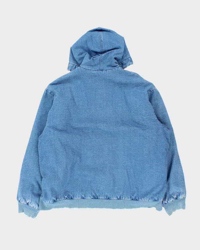 Vintage 1990s Osh Kosh Denim Blanket Lined Heavyweight Oversized Hooded Bomber Jacket - XL