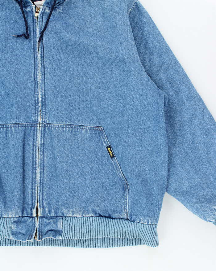 Vintage 1990s Osh Kosh Denim Blanket Lined Heavyweight Oversized Hooded Bomber Jacket - XL