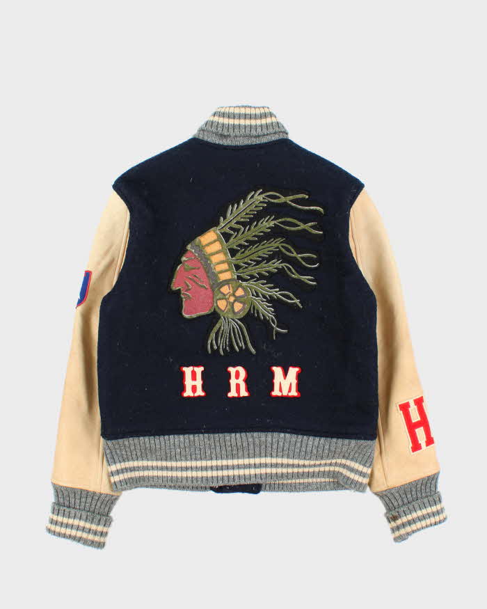 Vintage 1990s Hollywood Ranch Market Japan Mohair/Wool/Leather Varsity Bomber Jacket - S