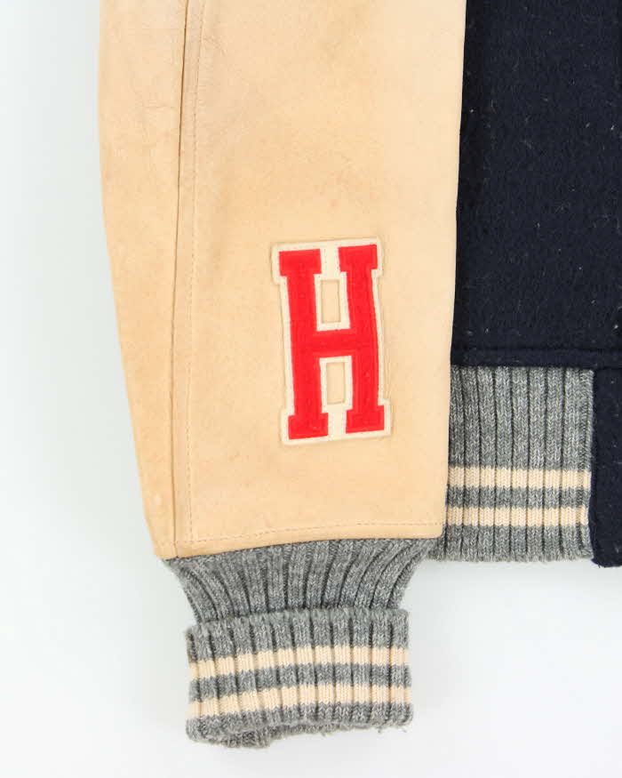 Vintage 1990s Hollywood Ranch Market Japan Mohair/Wool/Leather Varsity Bomber Jacket - S