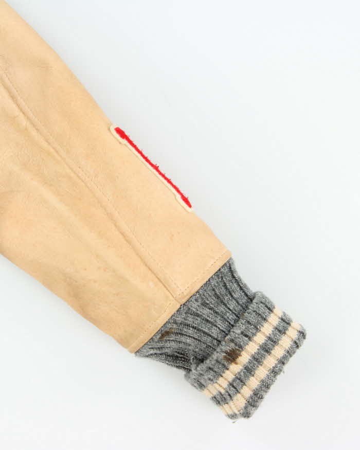 Vintage 1990s Hollywood Ranch Market Japan Mohair/Wool/Leather Varsity Bomber Jacket - S