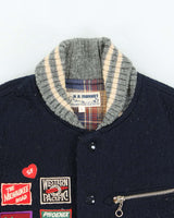 Vintage 1990s Hollywood Ranch Market Japan Mohair/Wool/Leather Varsity Bomber Jacket - S