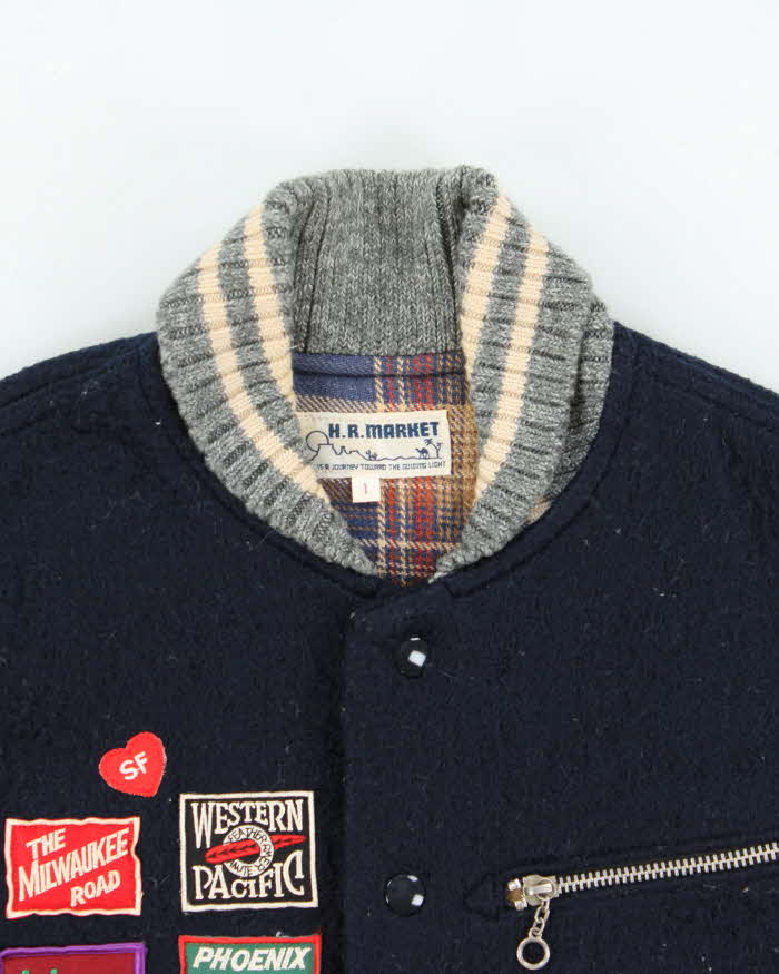 Vintage 1990s Hollywood Ranch Market Japan Mohair/Wool/Leather Varsity Bomber Jacket - S