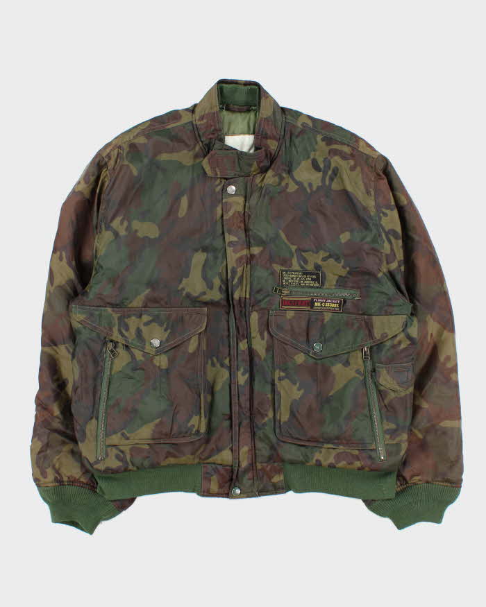 Vintage 1990s Dogs Fights Japan Camouflage Flight Bomber Jacket - L