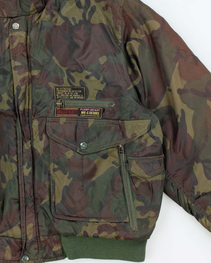 Vintage 1990s Dogs Fights Japan Camouflage Flight Bomber Jacket - L