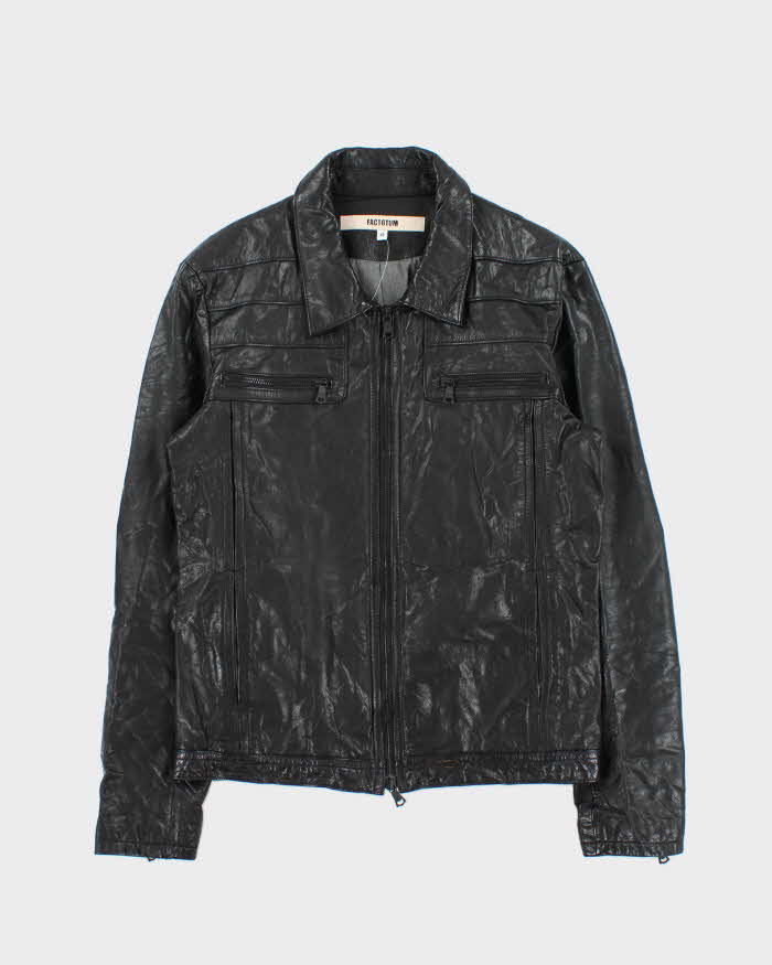 Vintage Y2K 00s Factotum Japan Buffalo Leather Moto Jacket - M