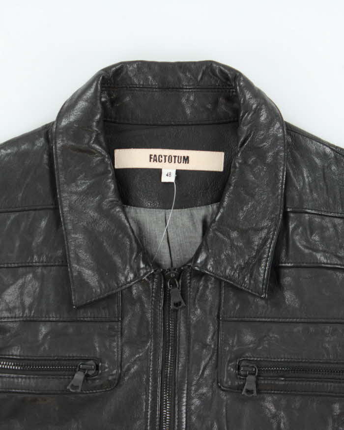 Vintage Y2K 00s Factotum Japan Buffalo Leather Moto Jacket - M
