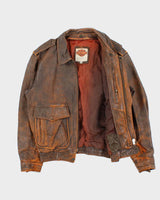 Vintage 1990s Harley Davidson Heavyweight Distressed Leather Biker Jacket - L