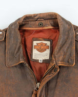 Vintage 1990s Harley Davidson Heavyweight Distressed Leather Biker Jacket - L