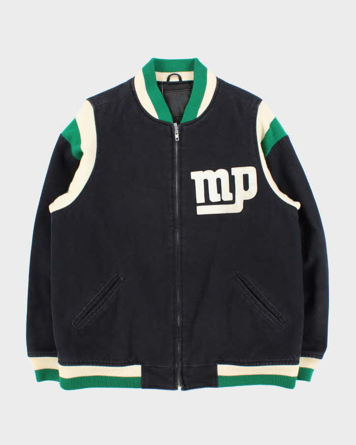 Vintage Y2K 00s Masterpiece Japan Heavyweight Quilt Lined Varsity Bomber Jacket - L