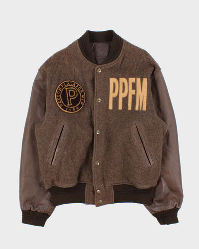 Vintage Y2K 00s Peyton Place For Men Japan Wool Leather Varsity Bomber Jacket - L