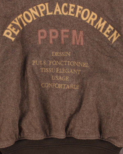 Vintage Y2K 00s Peyton Place For Men Japan Wool Leather Varsity Bomber Jacket - L