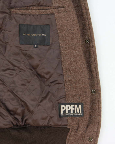 Vintage Y2K 00s Peyton Place For Men Japan Wool Leather Varsity Bomber Jacket - L