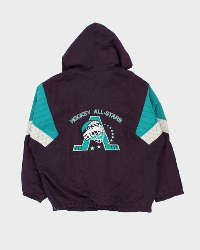 Vintage 1990s Mighty Ducks Hockey All Stars Oversized Quarter-Zip Jacket - M