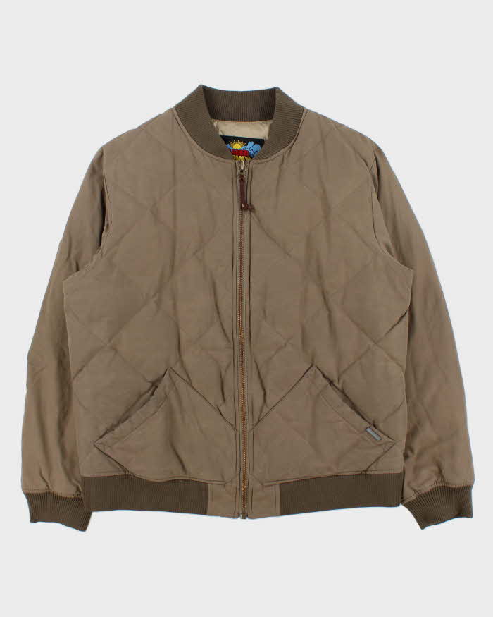 Vintage Eddie Bauer 1936 Skyliner Model Khaki Quilted Down Filled Puffer Bomber Jacket  - L