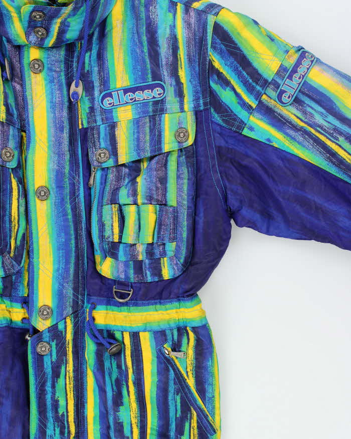 Vintage 1980s Ellesse Speed &amp; Trip Patterned Ski Jacket  - L