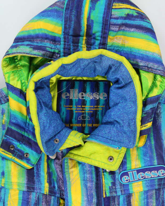 Vintage 1980s Ellesse Speed &amp; Trip Patterned Ski Jacket  - L