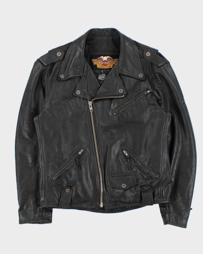 Vintage 1990s Limited Edition Harley Davidson Cowhide Leather Classic Biker Jacket - L