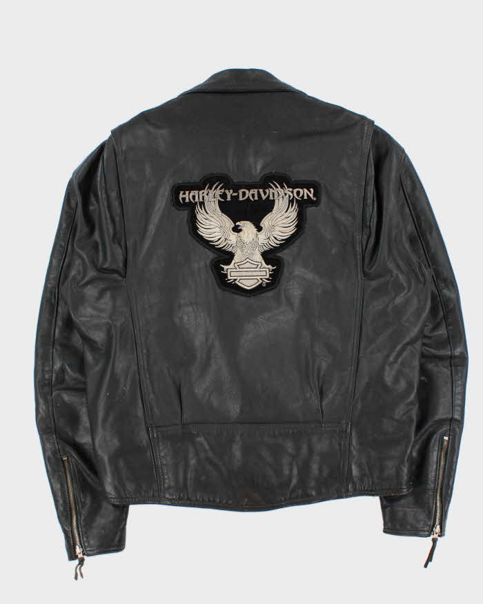 Vintage 1990s Limited Edition Harley Davidson Cowhide Leather Classic Biker Jacket - L
