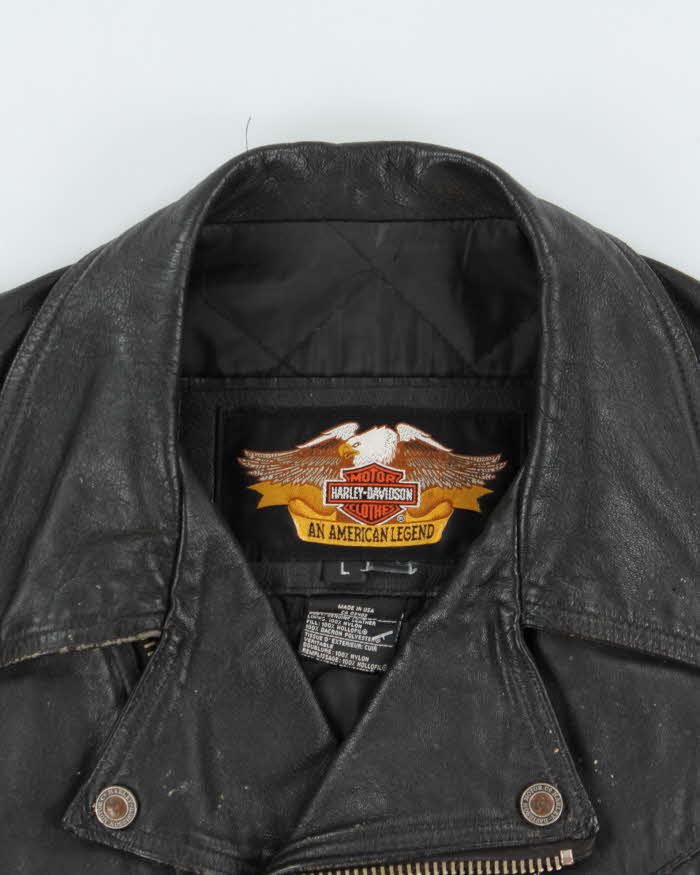 Vintage 1990s Limited Edition Harley Davidson Cowhide Leather Classic Biker Jacket - L