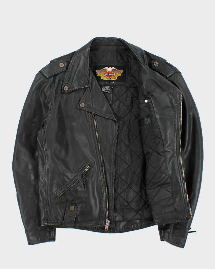 Vintage 1990s Limited Edition Harley Davidson Cowhide Leather Classic Biker Jacket - L