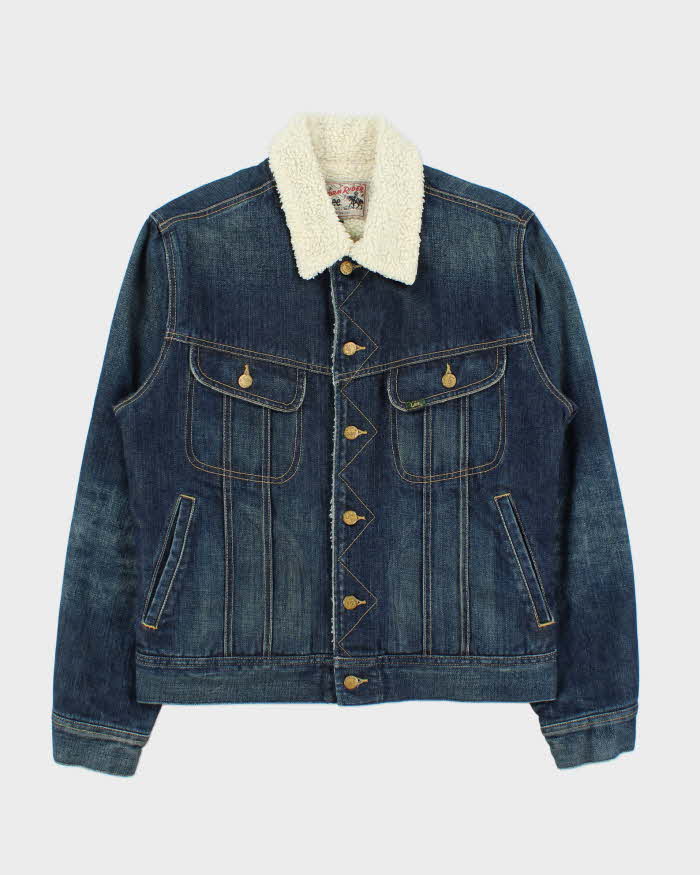 Vintage 00s Lee Storm Rider Japanese Indigo Denim Sherpa Lined Jacket - L