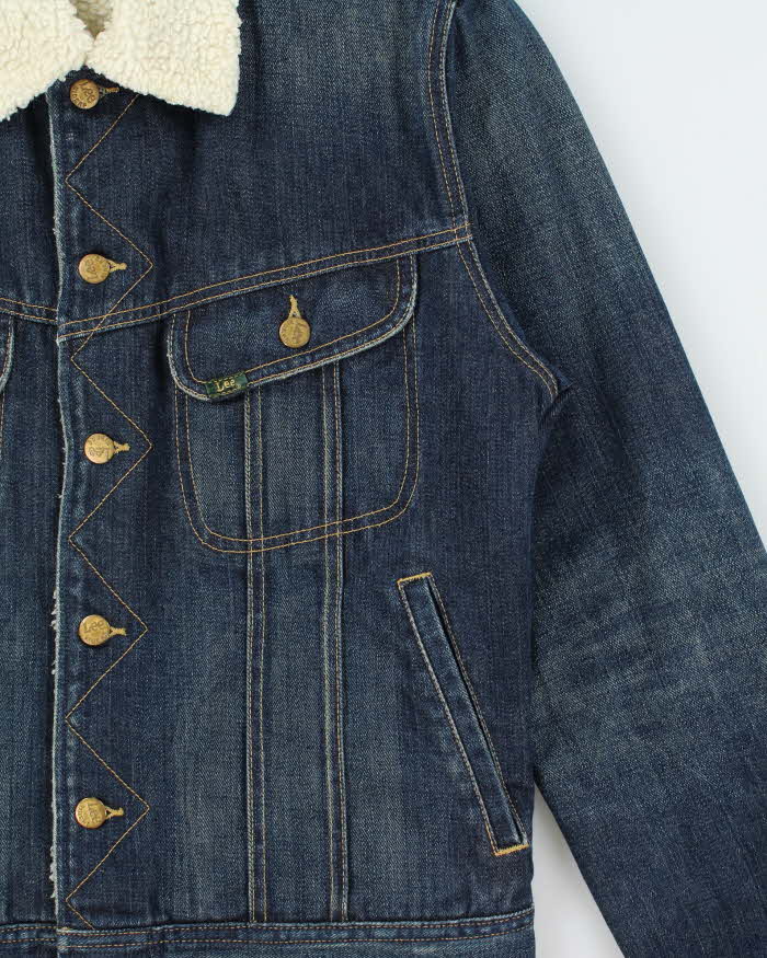 Vintage 00s Lee Storm Rider Japanese Indigo Denim Sherpa Lined Jacket - L