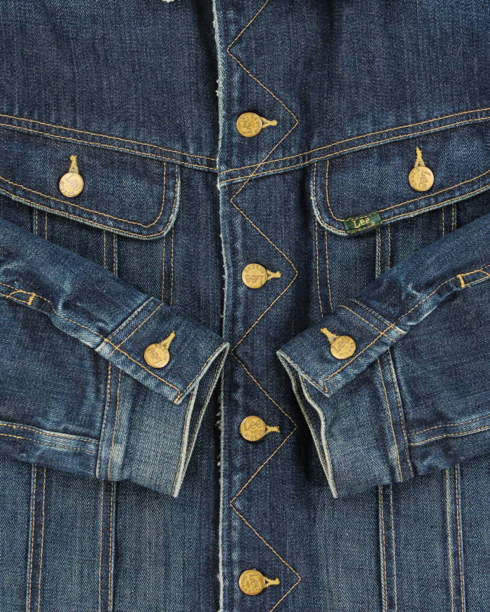 Vintage 00s Lee Storm Rider Japanese Indigo Denim Sherpa Lined Jacket - L