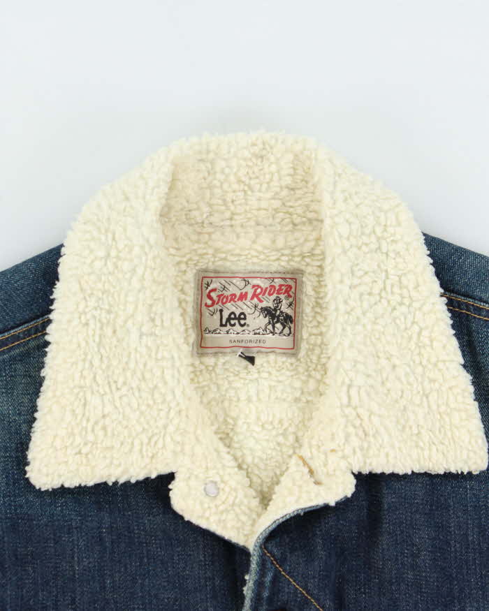 Vintage 00s Lee Storm Rider Japanese Indigo Denim Sherpa Lined Jacket - L
