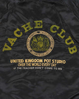 Vintage 1990s Vache Club Satin Shearling Lined Hooded Bomber Jacket - L