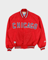 Vintage 1990s Fancy Ball Chicago Sherpa Lined Satin Varsity Bomber Jacket - M
