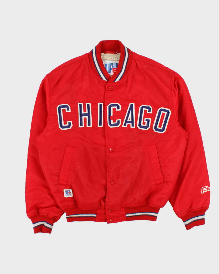Vintage 1990s Fancy Ball Chicago Sherpa Lined Satin Varsity Bomber Jacket - M