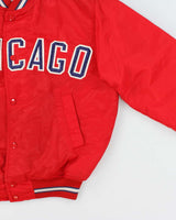 Vintage 1990s Fancy Ball Chicago Sherpa Lined Satin Varsity Bomber Jacket - M