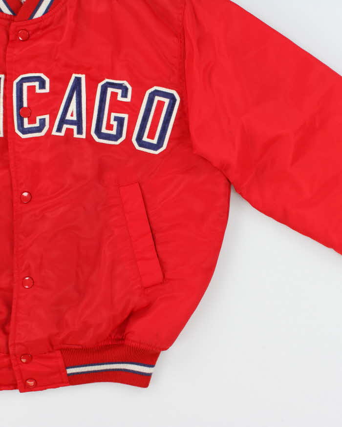 Vintage 1990s Fancy Ball Chicago Sherpa Lined Satin Varsity Bomber Jacket - M