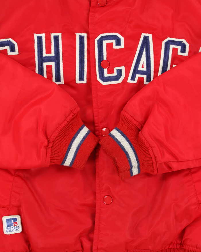 Vintage 1990s Fancy Ball Chicago Sherpa Lined Satin Varsity Bomber Jacket - M