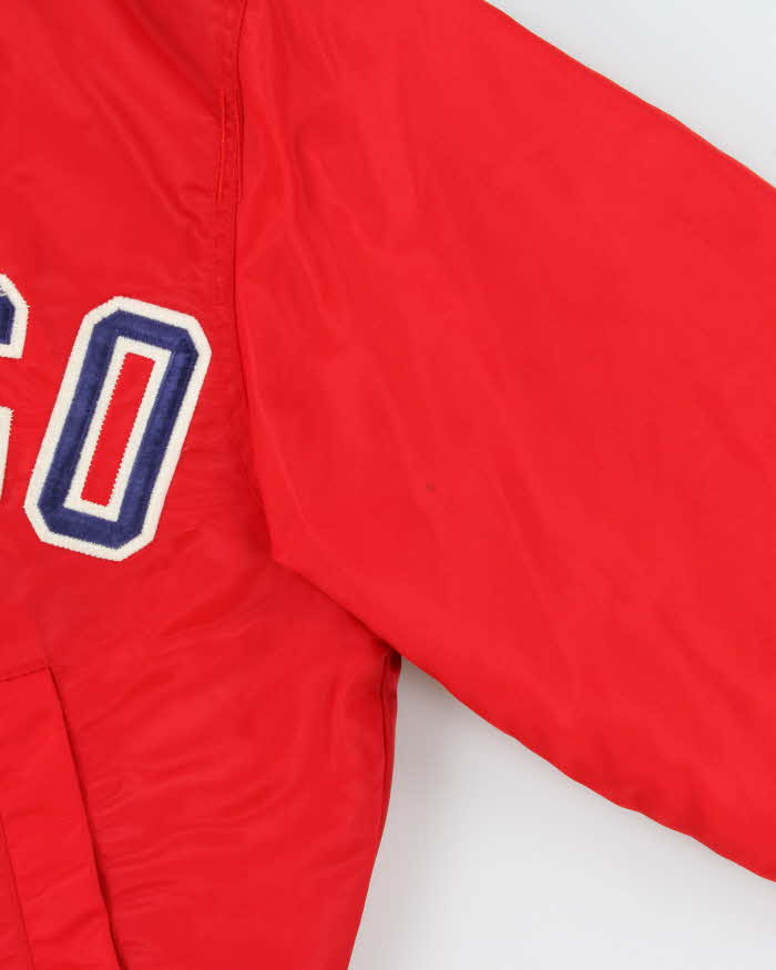 Vintage 1990s Fancy Ball Chicago Sherpa Lined Satin Varsity Bomber Jacket - M