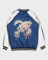 Vintage 1990s Satin Sukajan Embroidered Reversible Varsity Bomber Jacket - M