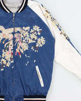 Vintage 1990s Satin Sukajan Embroidered Reversible Varsity Bomber Jacket - M