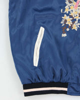 Vintage 1990s Satin Sukajan Embroidered Reversible Varsity Bomber Jacket - M