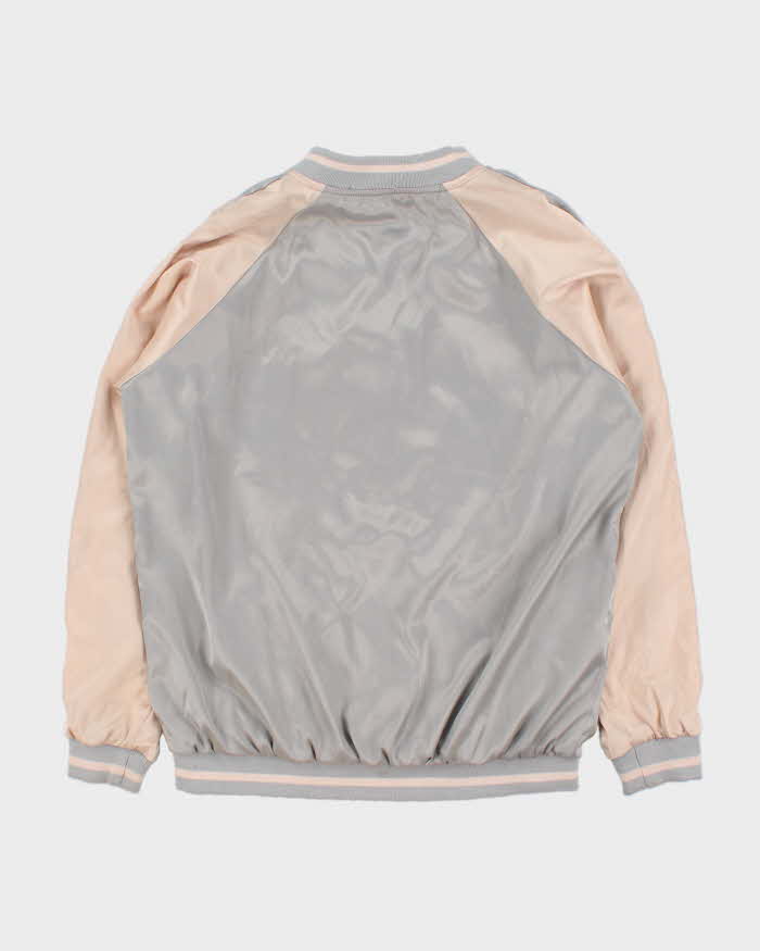 Vintage 1990s Satin Sukajan Embroidered Reversible Varsity Bomber Jacket - M