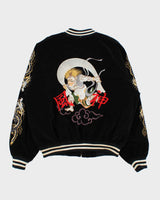 Vintage 1990s Start Of Acceleration Jungle Storm Sukajan Embroidered Velour Varsity Bomber Jacket - M