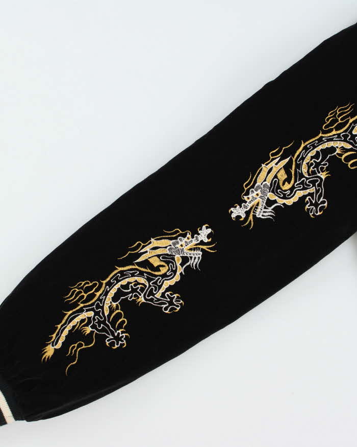 Vintage 1990s Start Of Acceleration Jungle Storm Sukajan Embroidered Velour Varsity Bomber Jacket - M