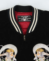 Vintage 1990s Start Of Acceleration Jungle Storm Sukajan Embroidered Velour Varsity Bomber Jacket - M