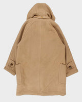Vintage 1990s Burberry Tan Wool Nova Check Lined Oversized Duffel Coat - M