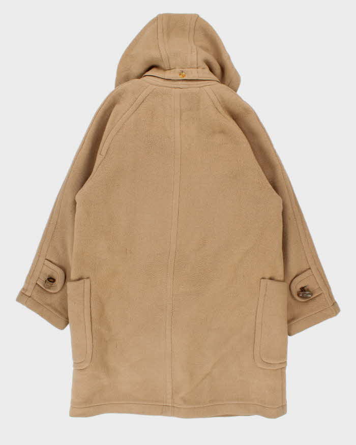 Vintage 1990s Burberry Tan Wool Nova Check Lined Oversized Duffel Coat - M